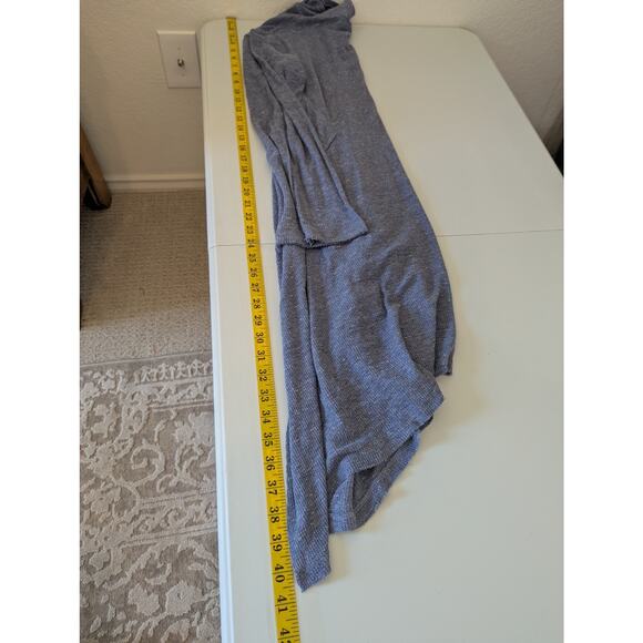 We The Free People Waffle Knit Blue Cowl Neck Asymmetrical Tunic Top Women S - Picture 9 of 10